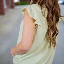 Cut Out Bibbed Flutter Trim Tank -Women's Clothing Store untitled 3957