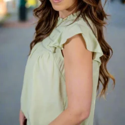 Cut Out Bibbed Flutter Trim Tank -Women's Clothing Store untitled 3963