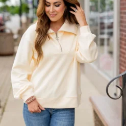 Circle Zipper Pullover Sweatshirt