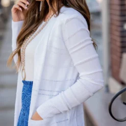 Raised Stripes Cardigan -Women's Clothing Store untitled 4051