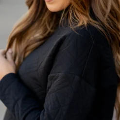 Geo Quilted Mock Neck Sweatshirt -Women's Clothing Store untitled 4065