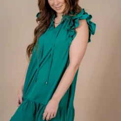 Dual Flutter Trim Dress -Women's Clothing Store untitled 4082