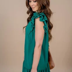 Dual Flutter Trim Dress -Women's Clothing Store untitled 4089