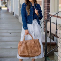 Mixed Stripes Ruffle Bottom Midi Skirt -Women's Clothing Store untitled 4092