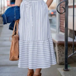 Mixed Stripes Ruffle Bottom Midi Skirt -Women's Clothing Store untitled 4114 af0ace47 5e04 4047 8baa b010fb821631