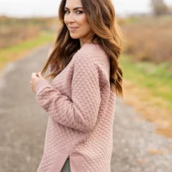 Bold Textured Side Slit Sweatshirt -Women's Clothing Store untitled 4144 4a0667df 1df0 4ff0 a899 0883db866482