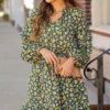 Floral Double Ruffle Bottom Dress