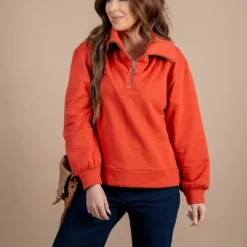 Circle Zipper Pullover Sweatshirt -Women's Clothing Store untitled 4220