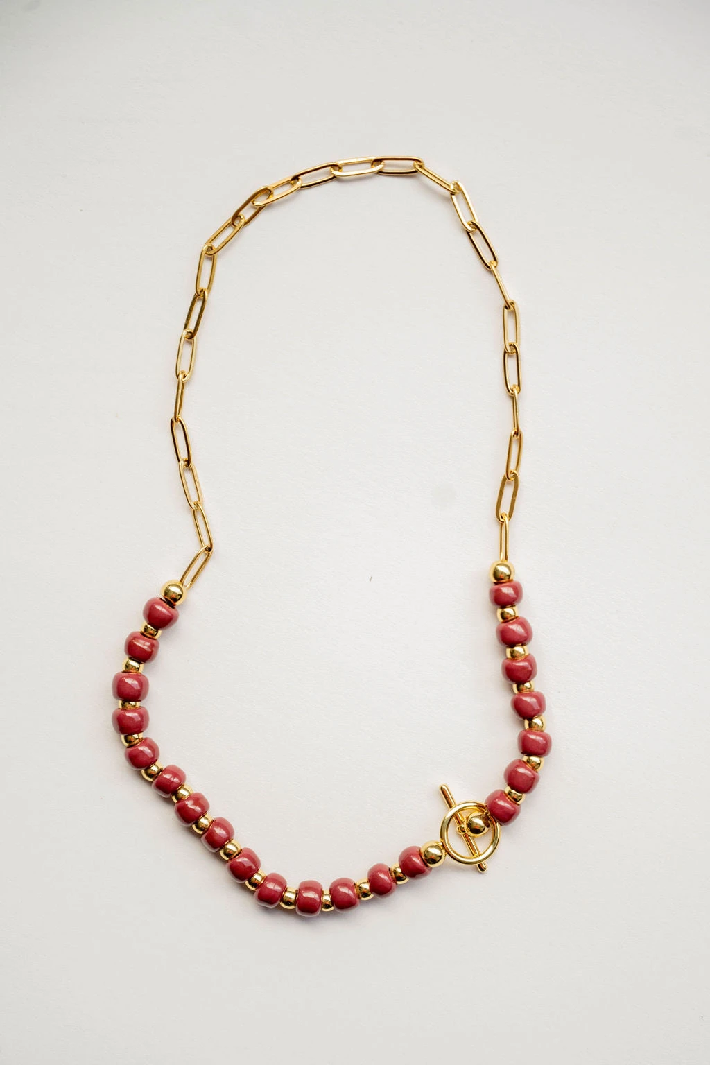 Bel Koz Simple Clay Bead Toggle Necklace 1 Bel Koz Simple Clay Bead Toggle Necklace