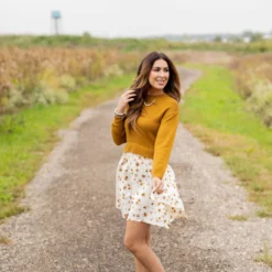 Floral Faux Layered Sweater Dress -Women's Clothing Store untitled 4270