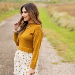 Floral Faux Layered Sweater Dress