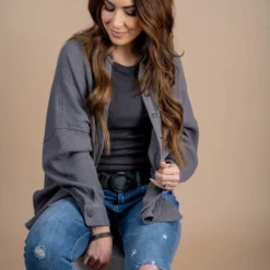 Thermal Oversized Shacket -Women's Clothing Store untitled 4309