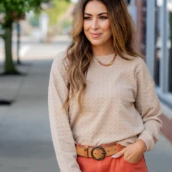 Textured Geo Solid Trim Sweatshirt