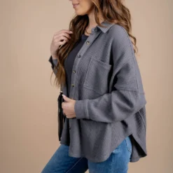 Thermal Oversized Shacket -Women's Clothing Store untitled 4317