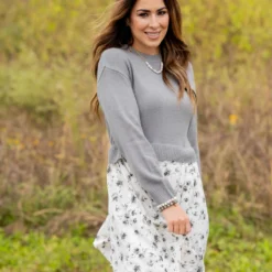 Floral Faux Layered Sweater Dress -Women's Clothing Store untitled 4327 b0b93321 7159 473c b99c d8eff0b20c5a