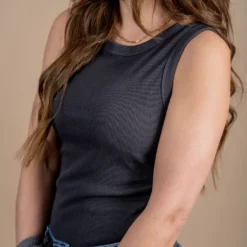 Lightly Ribbed Basic Tank -Women's Clothing Store untitled 4328