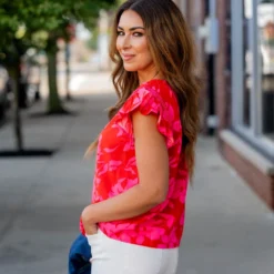 Floral Ruched Ruffle Trim Blouse -Women's Clothing Store untitled 4367 839af886 0893 4674 8a96 8e110837b13a