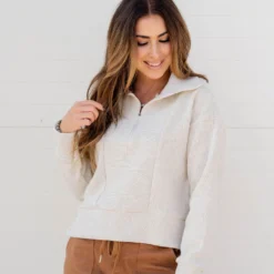 Mixed Ribs Quarter Zip Pullover -Women's Clothing Store untitled 4370 0e5ab11e 78d8 4f2e 9e4c 30b4d8c03e9d