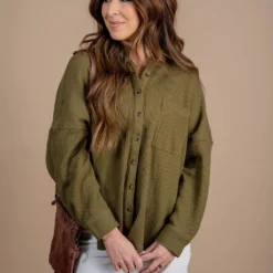 Thermal Oversized Shacket -Women's Clothing Store untitled 4381