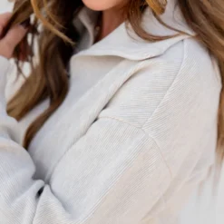 Mixed Ribs Quarter Zip Pullover -Women's Clothing Store untitled 4386