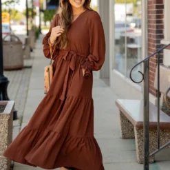 Wrap Top Tiered Maxi Dress -Women's Clothing Store untitled 4390 390574