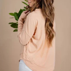 Raw Stitched Button Accented Tee -Women's Clothing Store untitled 4412