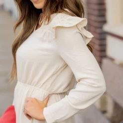 Ruched Shoulder Flutter Trim Dress -Women's Clothing Store untitled 4419 59731b01 af91 4b3d aff4 a5e8122b9dc8