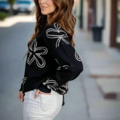 Retro Floral Sweater -Women's Clothing Store untitled 4429