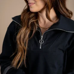 Circle Zipper Pullover Sweatshirt -Women's Clothing Store untitled 4442