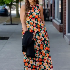 Painted Colorful Floral Tiered Maxi Dress 15 Painted Colorful Floral Tiered Maxi Dress -Women's Clothing Store untitled 4444