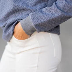 Textured Geo Solid Trim Sweatshirt -Women's Clothing Store untitled 4454