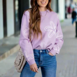 Retro Floral Sweater -Women's Clothing Store untitled 4481