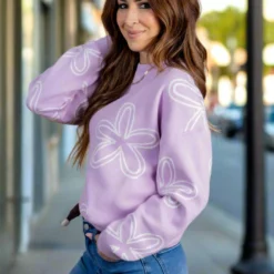 Retro Floral Sweater -Women's Clothing Store untitled 4485