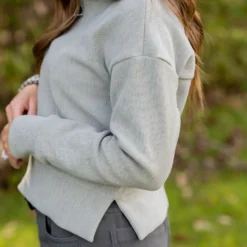 Mixed Ribs Quarter Zip Pullover -Women's Clothing Store untitled 4504