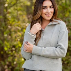 Mixed Ribs Quarter Zip Pullover -Women's Clothing Store untitled 4510 21025eff 2fe2 4813 95af 98d5df341432