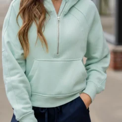 Ribbed Panel Half Zip Hooded Sweatshirt -Women's Clothing Store untitled 4517 0c4a61ce d4b1 40e3 9db7 960a413ee8cd