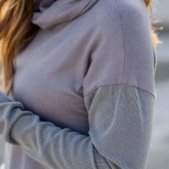 So Soft Ribbed Sleeve Cowl Neck -Women's Clothing Store untitled 4560