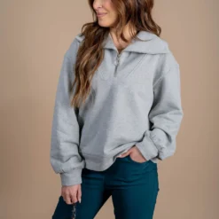 Circle Zipper Pullover Sweatshirt -Women's Clothing Store untitled 4589