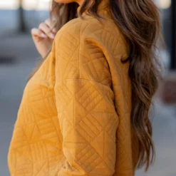 Geo Quilted Mock Neck Sweatshirt -Women's Clothing Store untitled 4614