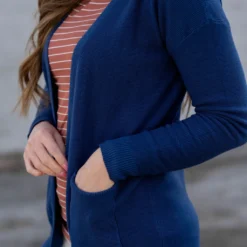 Waffled Two Pocket Tunic Cardigan -Women's Clothing Store untitled 4877