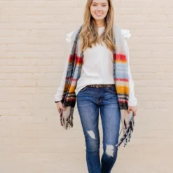 Brilliant Mixed Lines Scarf -Women's Clothing Store untitled 4945