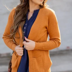 Waffled Two Pocket Cardigan -Women's Clothing Store untitled 4962