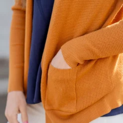 Waffled Two Pocket Cardigan -Women's Clothing Store untitled 4965
