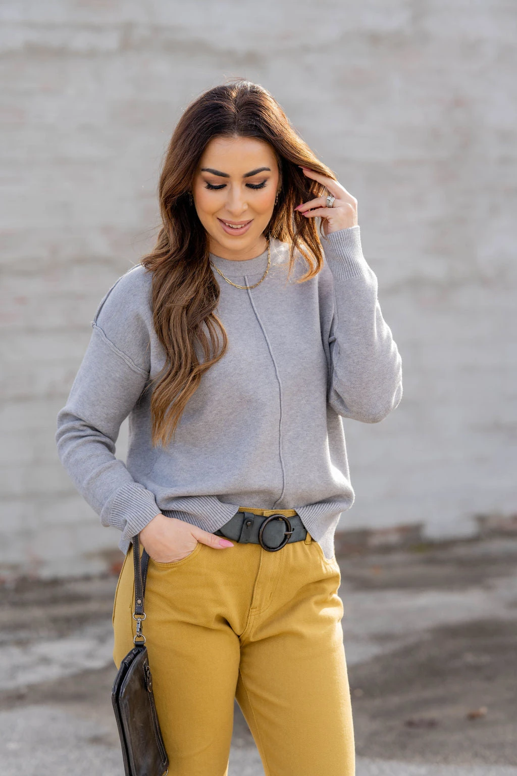 Stitch Accented Side Slit Sweater 3 Stitch Accented Side Slit Sweater - Image 3