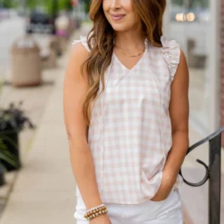 Gingham Ruched Ruffle Trim Tank 15 Gingham Ruched Ruffle Trim Tank -Women's Clothing Store untitled 4999 f4e0ed73 e19b 4fdb 9615 a5d29e855fe1