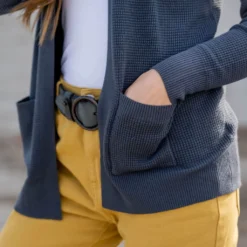 Waffled Two Pocket Cardigan -Women's Clothing Store untitled 5010