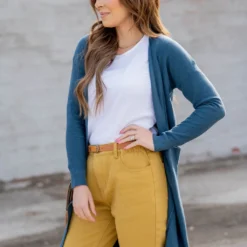 Waffled Two Pocket Tunic Cardigan -Women's Clothing Store untitled 5036