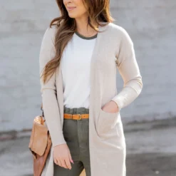 Waffled Two Pocket Tunic Cardigan -Women's Clothing Store untitled 5083