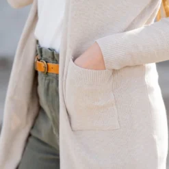 Waffled Two Pocket Tunic Cardigan -Women's Clothing Store untitled 5084