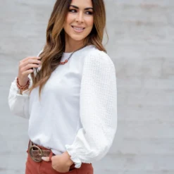 Woven Sleeve Solid Body Blouse -Women's Clothing Store untitled 5101 952cfdc7 0269 4d92 8c3a d7fc60ab42a5